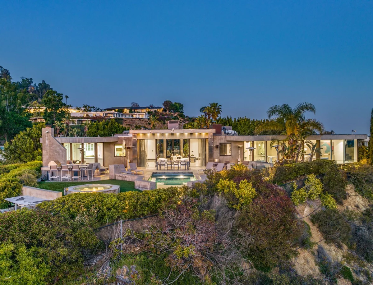 Modern hillside estate with panoramic Beverly Hills views