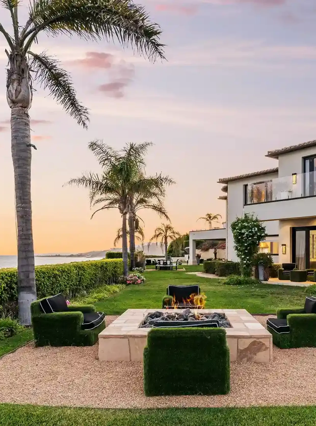 Oceanfront Malibu villa terrace facing the Pacific