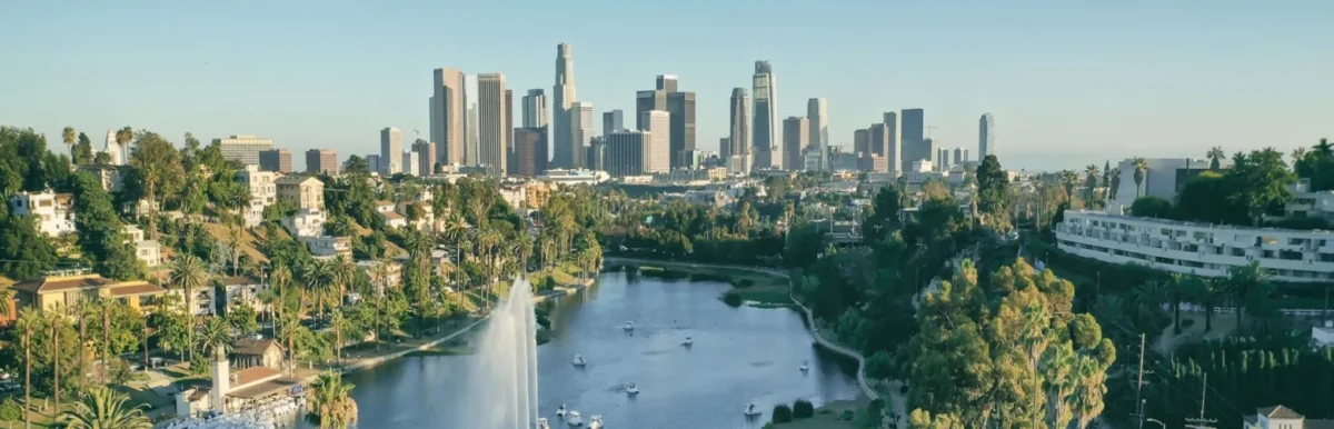 Downtown Los Angeles skyline over Echo Park