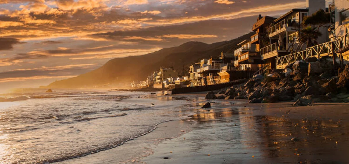 Malibu beach at sunset