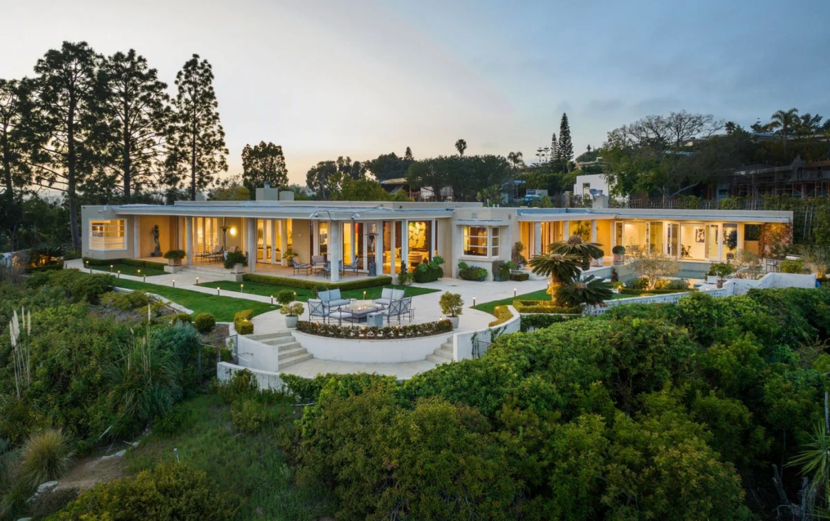 Trousdale Grand estate exterior at dusk